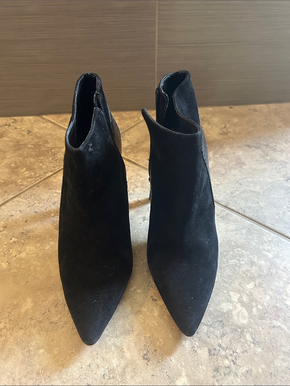 Vince Camuto Black Suede Pointed Toe Ankle Boots - Women